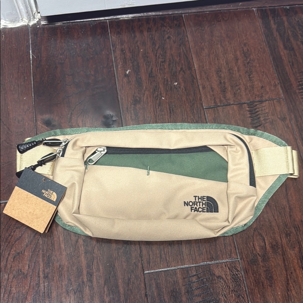 The North Face Tan and Green belt bag